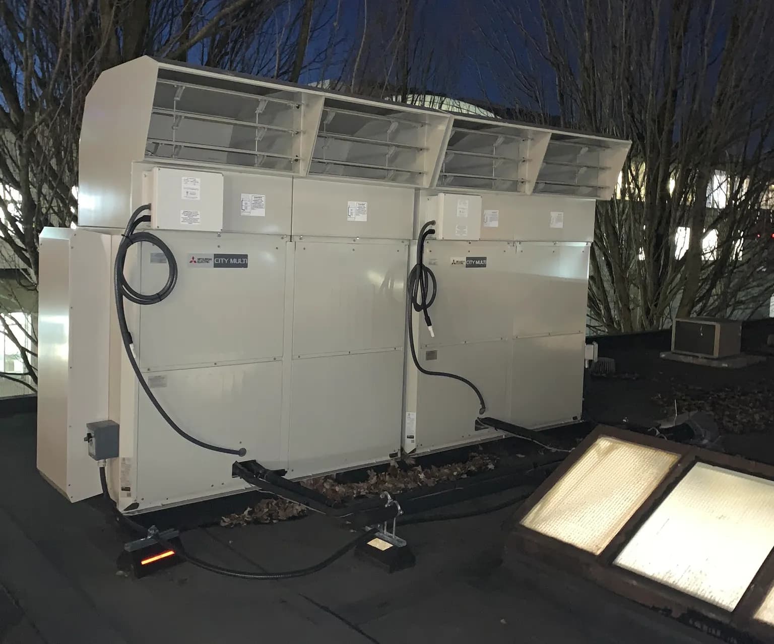 Commercial HVAC outdoor units installed for bakery climate control system